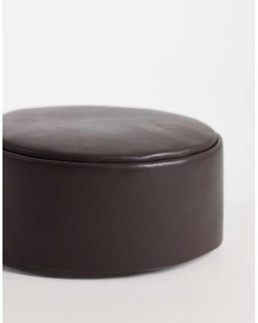 ASOS Gray Leather Pillbox Hat for men