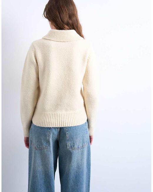 TOPSHOP Natural Knit Heavyweight Compact Polo Sweater