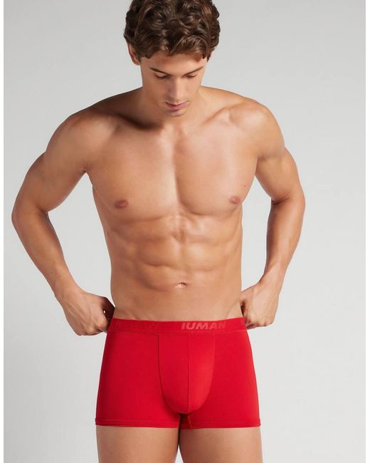 Intimissimi Red Microfibre Boxers With Logo for men