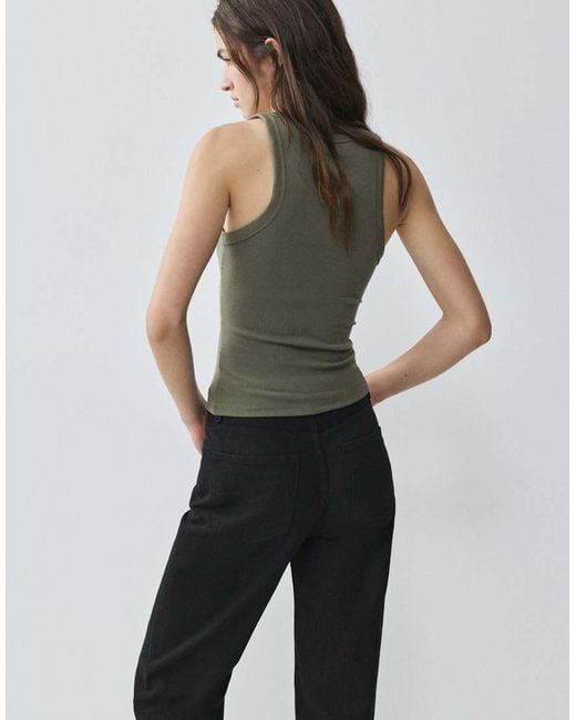 Pull&Bear Green Basic Tank Top