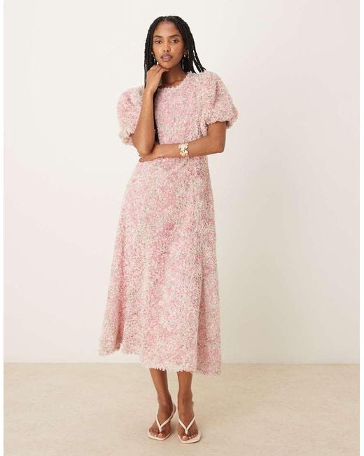 Y.A.S Pink Premium 3d Confetti Floral Detail Maxi Dress