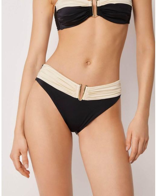 Calzedonia Black Elegant Bicolor Bikini Bottoms