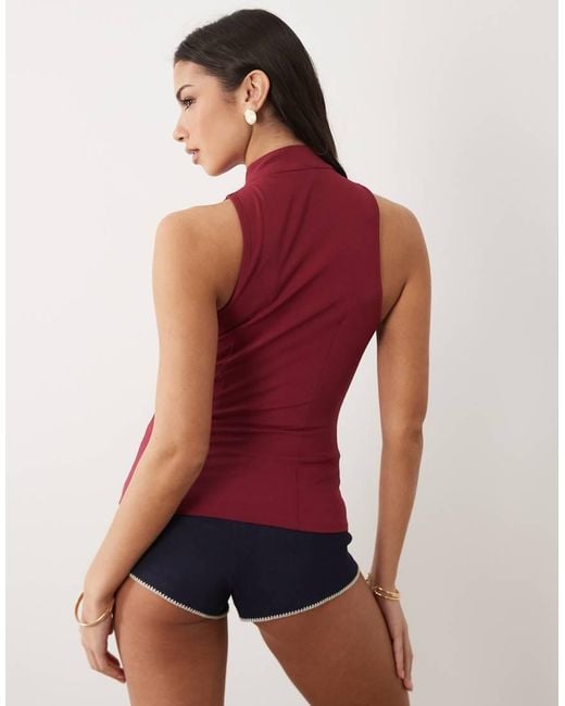 Gina Tricot Red Keyhole Top