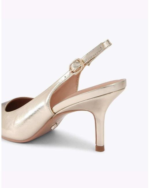 Carvela Kurt Geiger White Spirit Metallic Faux-Leather Slingback Courts