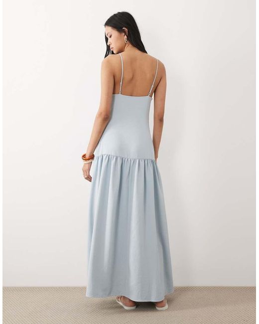 ASOS Blue Asos Design Tall Cami Scoop Neck Drop Waist Maxi Dress