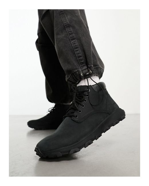 timberland black leather chukka boots