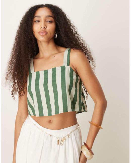 Nobody's Child Green Pippa Linen Crop Top