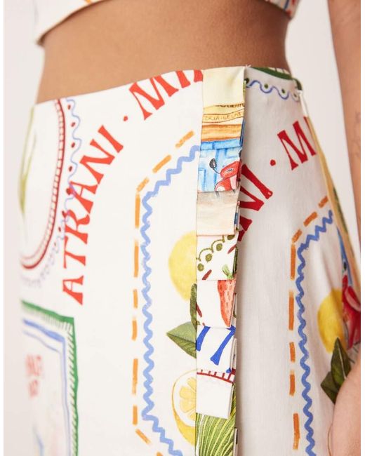 Minifalda Con Estampado De Postales De (Parte De Un Conjunto)-Blanco Forever New de color White