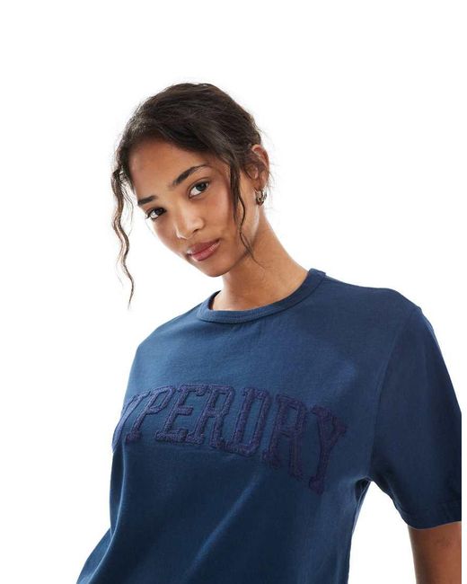 Superdry Blue Athletic Tonal Oversized T-Shirt