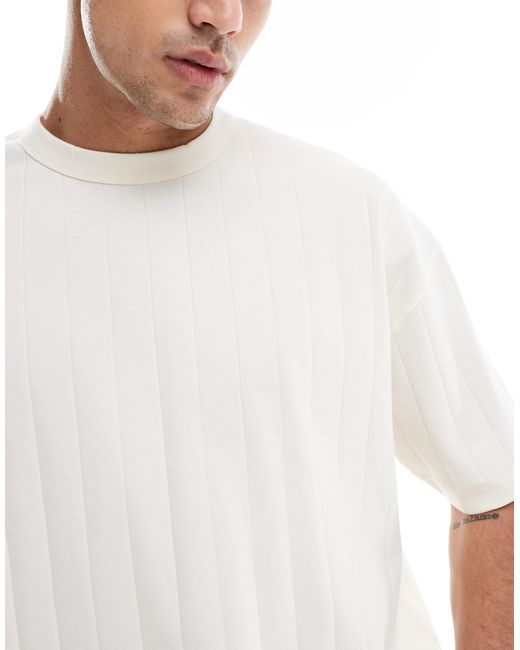 ASOS – geripptes t-shirt in White für Herren