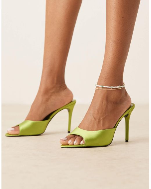 Mango Green Satin Open Back Heel