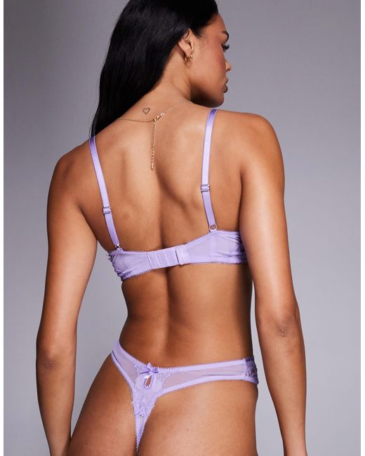 Iris - string en dentelle effrangée - violet Boux Avenue en coloris Multicolor