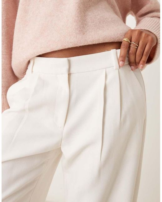 Abercrombie & Fitch Natural Wide Leg Tailored Trousers