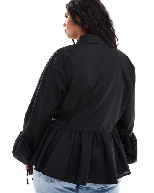 Camisa negra con sobrefalda y cintura baja ASOS de color Black