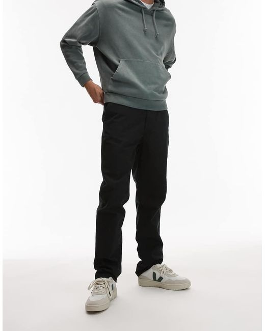 Topman Black Slim Chino Trousers for men