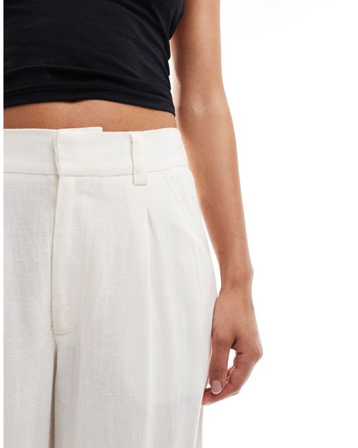 ASOS White Wide Leg Dad Pants With Linen