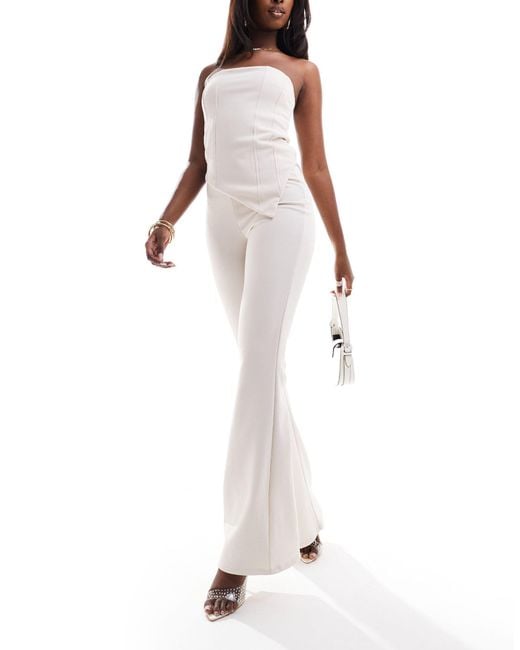 ASOS White Co-ord Ribbed Flare Trousers