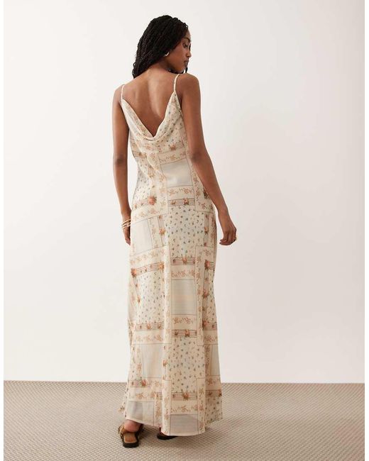 Miss Selfridge Natural Chiffon Cowl Neck Midi Dress