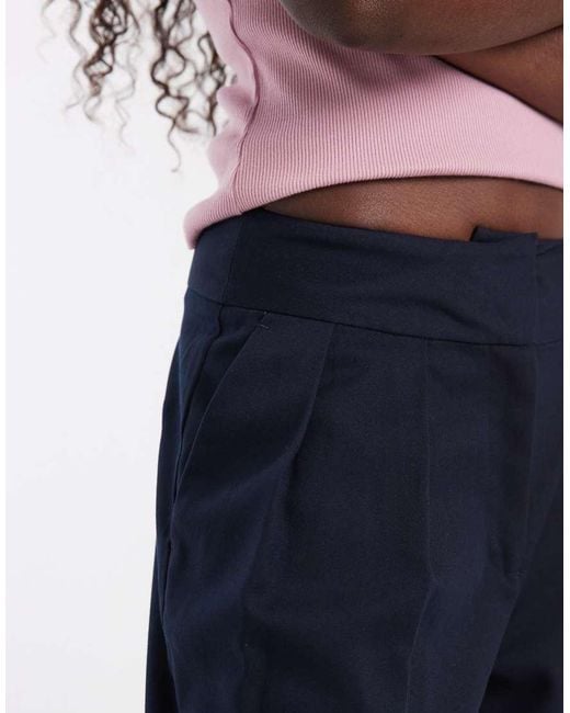 ASOS Blue Tailored Deep Waistband Double Pleated Pants