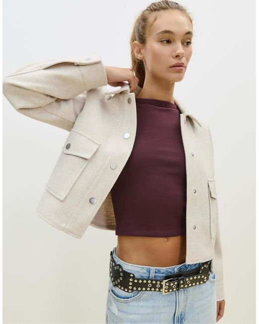 Stradivarius Natural Soft Short Jacket
