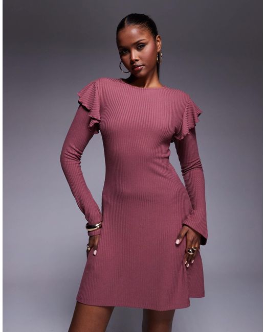 ASOS Purple – geripptes minikleid