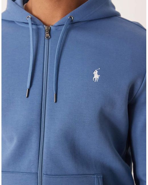 Polo Ralph Lauren Blue Co-ord Icon Logo Double Knit Jersey Zip Through Hoodie for men