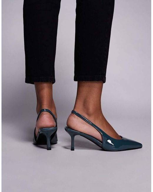 SIMMI Black Simmi London Laena Slingback Kitten Heel Shoes
