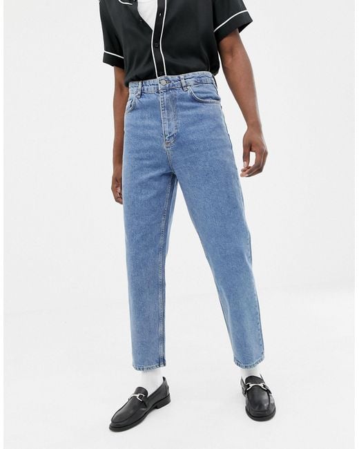 ASOS Denim High Waisted Jeans in Mid Wash Vintage (Blue) for Men - Lyst