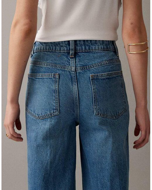 ASOS Blue High Waist Wide Leg Jeans With Front Pockets