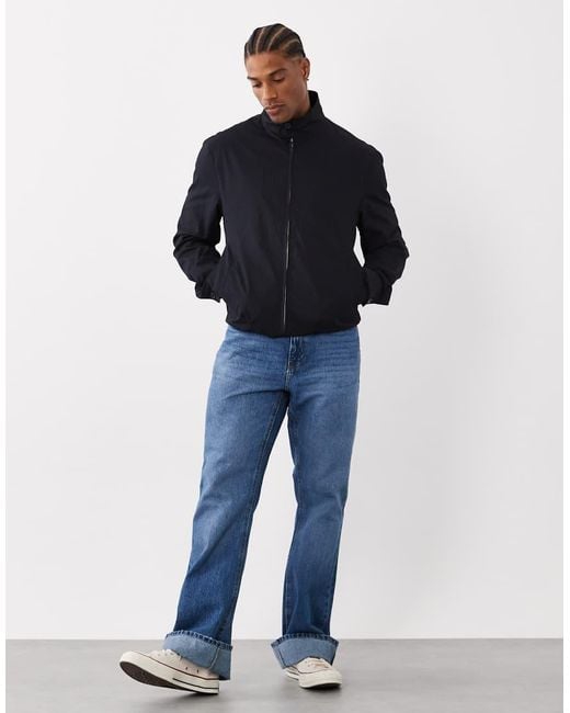 Mango Blue 100% Cotton Zip Through Harrington Jacket for men