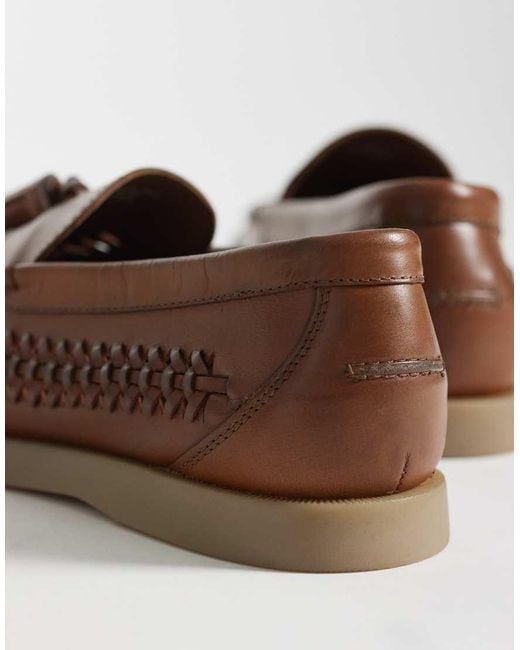 ASOS Brown Woven Tassel Loafers for men