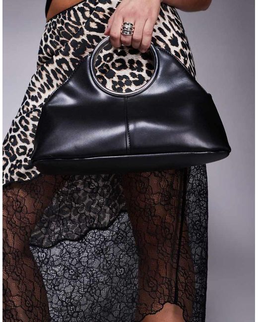 Pochette Nera Con Manici Ad Anello di River Island in Black