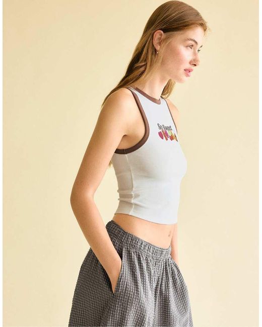 Stradivarius Natural Haribo Print Racerback T-shirt