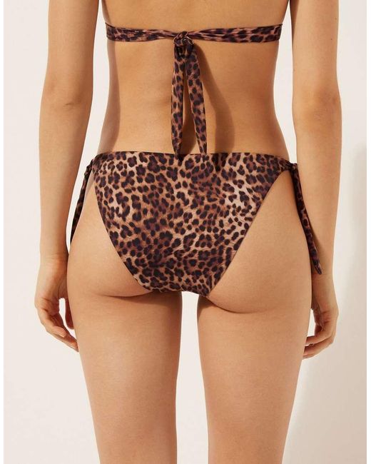 Calzedonia Brown Tie Side Bikini Bottoms