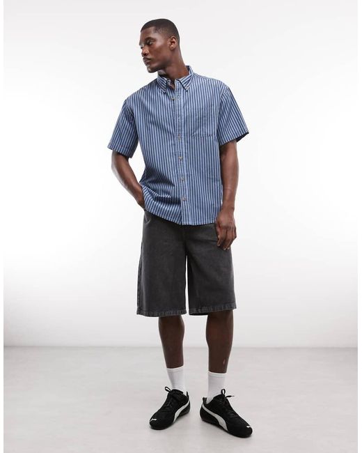Element Blue Button-up Printed Shirt for men