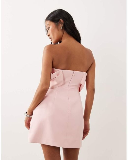 Forever New Pink Strapless Bow Mini Dress