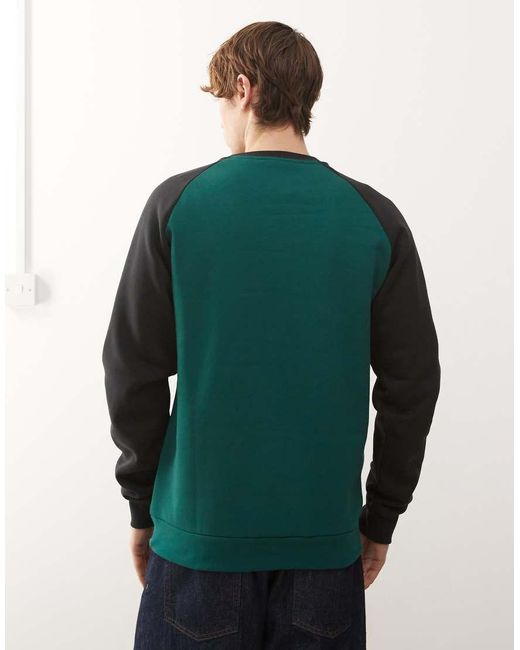 Adidas Originals Green Chest Stripes Crewneck Sweatshirt for men