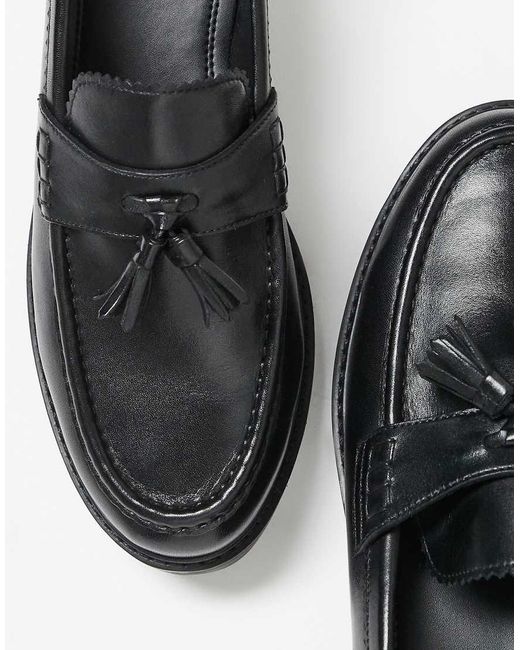 Walk London Black Sean Tassel Loafers for men
