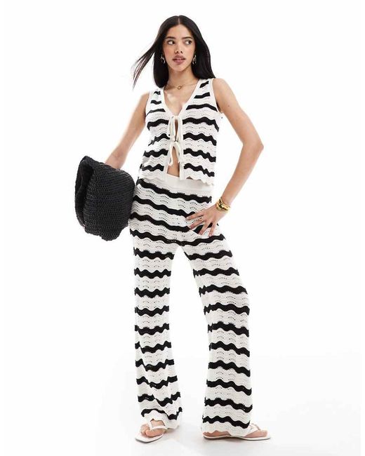New Look White Co-Ord Wave Stitch Trousers
