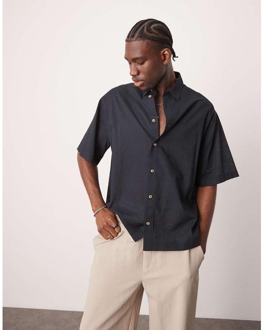 ASOS Blue Boxy Oversized Shirt for men