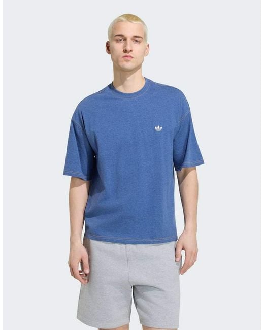 Adidas Originals Blue Trefoil Essentials Melange Loose Cropped Tee for men