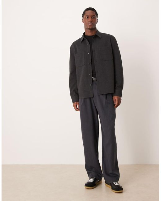 Mango Black Cotton Mix Shacket for men