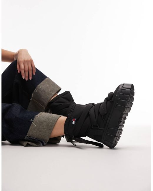 Tommy Hilfiger Black Chunky Snow Boots