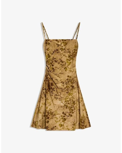 Bershka Green Mini Tulle Velvet Effect Print Dress