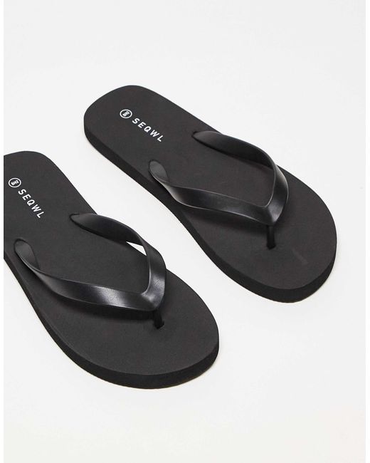 SEQWL Black Mamun Thong Flip Flops for men