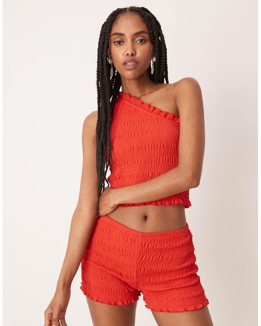 ASOS Red Shir One-shoulder Top
