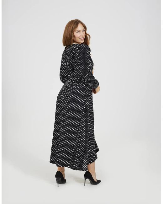Brave Soul Black Frill Detail Wrap Midi Dress