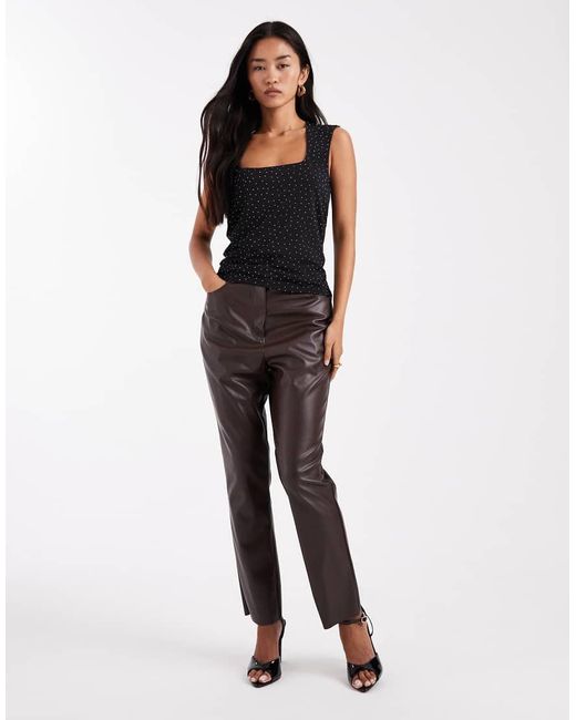 Vero Moda Black Reversible Square Neck Slinky Top With All-over Diamante Embellishment