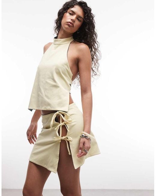 Susmie's Natural Bora Reversible Mini Skirt With Tie Side