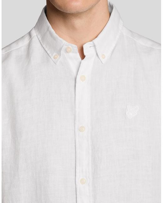 Lyle & Scott White Ss Woven Shirts Short Sleeve Linen Shirt for men